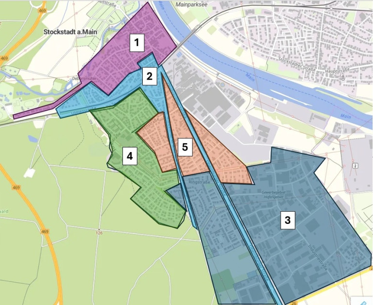 Die Stimmbezirke 1 bis 5 in Stockstadt zur Kommunalwahl 2026
